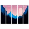 120 x 60 TOTAL - Landscape Illustration Canvas Print Wall Art pink black 5 Panel Split Mountain SVG Print view 2