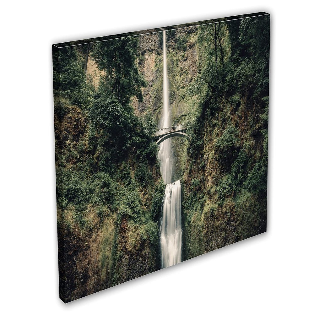 24 x 16 - Multnomah Falls Canvas Print Wall Art faded columbia river gorge waterfall