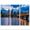 42 x 20 TOTAL - Portland Skyline Canvas Print Wall Art Willamette River 3 panel, Triptych wall decor interior design view 2