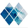 102 x 68 TOTAL - Blue Ocean Wave Canvas Print - 7 Panel Butterfly Split, Wall Art. Interior design, wall decor view 1