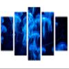 80 x 42 TOTAL - Blue Jellyfish Wall Art Canvas Print 5 Panel Diamond Split. Swarm group Marine Life Jellyfish Art view 1