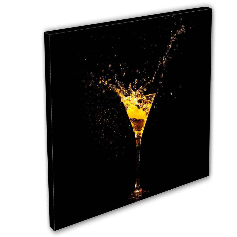 54 x 36 - Yellow Cocktail Splash Canvas Print Wall Art