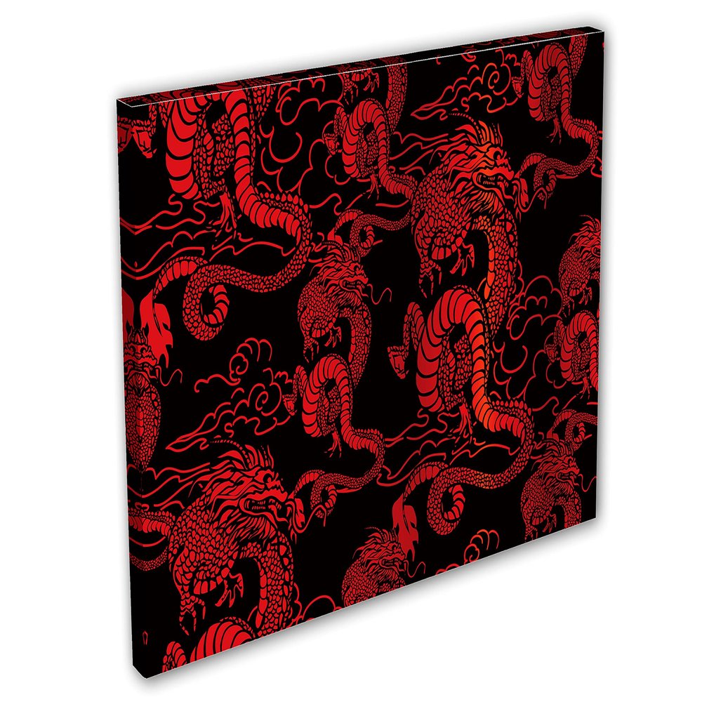 54 x 36 - Chinese red Dragons Canvas Print Wall Art Chinese decor Asian wall art print