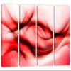 64 x 40 TOTAL - Red Abstract Wave Wall Art Canvas Print. 4 Panel Split Fractal art smooth lines Abstract Art view 1