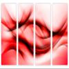 64 x 40 TOTAL - Red Abstract Wave Wall Art Canvas Print. 4 Panel Split Fractal art smooth lines Abstract Art view 2