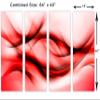64 x 40 TOTAL - Red Abstract Wave Wall Art Canvas Print. 4 Panel Split Fractal art smooth lines Abstract Art view 3