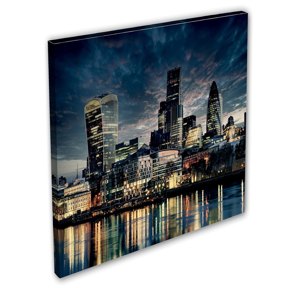 24 x 16 - London Skyline Wall Art Canvas Print dramatic London, England FIDI Art Print