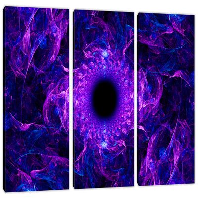 60 x 40 TOTAL - Abstract Vortex Wall Art Canvas Print Dark purple. 3 Panel Split Fractal chaotic energy field