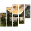 80 x 42 TOTAL - Montana Glacier National Park Canvas Print Wall Art beige skies 5 Panel Z Cut Split Landscape Print view 1