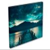 24 x 16 - Cloudy lake, docks Canvas Print Wall Art green Scenic Landscape Mountains view 1