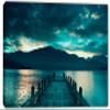 24 x 16 - Cloudy lake, docks Canvas Print Wall Art green Scenic Landscape Mountains view 2