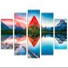 80 x 42 TOTAL - Mt Wilbur Canvas Print Wall Art 5 Panel Diamond Split Swiftcurrent Lake at Glacier National Park view 1