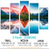 80 x 42 TOTAL - Mt Wilbur Canvas Print Wall Art 5 Panel Diamond Split Swiftcurrent Lake at Glacier National Park view 2