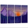 100 x 50 TOTAL - Landscape Illustration Canvas Print Wall Art dark purple 4 Panel Split Mountain SVG Print view 1