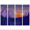 100 x 50 TOTAL - Landscape Illustration Canvas Print Wall Art dark purple 4 Panel Split Mountain SVG Print view 2