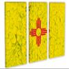 60 x 40 TOTAL - New Mexico Flag Canvas Print Wall Art crack effect 3 Panel Split, Triptych. State Flag Home decor view 1