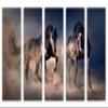 40 x 26 TOTAL - Black Stallion Horses Wall Art Canvas Print 5 Panel split, Horse Art home wall decor view 2