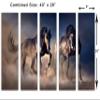 40 x 26 TOTAL - Black Stallion Horses Wall Art Canvas Print 5 Panel split, Horse Art home wall decor view 3