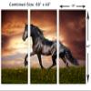 60 x 40 TOTAL - Black Stallion Horse Wall Art Canvas Print 3 panel split, Triptych Friesian Horse home wall decor view 3