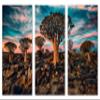 60 x 40 TOTAL - Quiver Tree Forest Canvas Print Wall Art turquoise Skies 3 Panel Split Namibia Landscape view 2