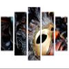 80 x 42 TOTAL - Carnival Mask, Feathers Canvas Print. 5 Panel Diamond Split Wall Art view 1