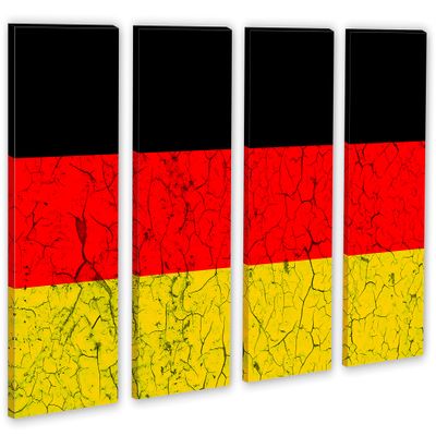 64 x 40 TOTAL - Germany Flag Canvas Print Wall Art cracked effect - 4 Panel Split. Country Flag home decor