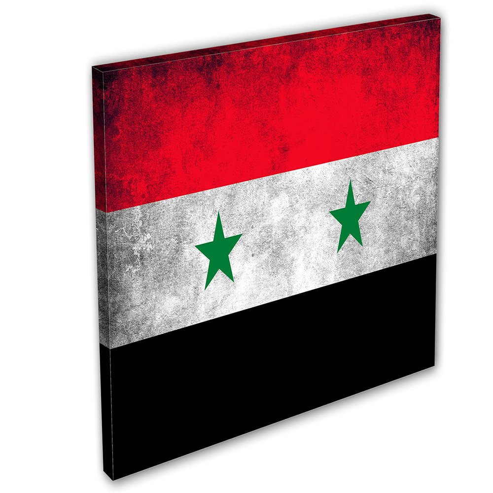 24 x 16 - Syria Flag Grunge Canvas Print Wall Art. Country Flag Art home decor