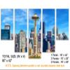 80 x 42 TOTAL - Seattle Skyline Canvas Print Wall Art blue skies 5 Panel Waterfall Split Seattle City, Washington view 3