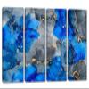 64 x 40 TOTAL - Abstract Marble Canvas Print Wall Art Blue, Gold & Gray 4 Panel Split Liquid Marble Decor view 1