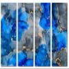 64 x 40 TOTAL - Abstract Marble Canvas Print Wall Art Blue, Gold & Gray 4 Panel Split Liquid Marble Decor view 2