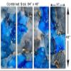 64 x 40 TOTAL - Abstract Marble Canvas Print Wall Art Blue, Gold & Gray 4 Panel Split Liquid Marble Decor view 3