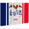 75 x 50 TOTAL - Iowa Flag Canvas Print Wall Art crack effect 5 Panel Split. State Flag Home decor view 1