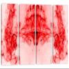 64 x 40 TOTAL - Red Smoke & Dots Abstract Wall Art Canvas Print - 4 Panel Split. Abstract Smoke Art Print view 1