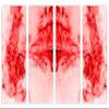64 x 40 TOTAL - Red Smoke & Dots Abstract Wall Art Canvas Print - 4 Panel Split. Abstract Smoke Art Print view 2