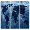 60 x 40 TOTAL - Blue World Map Canvas Print Wall Art. 3 Panel Split, Triptych Abstract decor art for room decoration view 2