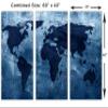 60 x 40 TOTAL - Blue World Map Canvas Print Wall Art. 3 Panel Split, Triptych Abstract decor art for room decoration view 3