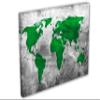 24 x 16 - Abstract Silver Green World Map Canvas Print. Metallic Silver background view 1