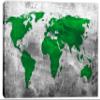 24 x 16 - Abstract Silver Green World Map Canvas Print. Metallic Silver background view 2