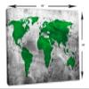 24 x 16 - Abstract Silver Green World Map Canvas Print. Metallic Silver background view 3