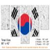 80 x 42 TOTAL - South Korea Flag Canvas Print Wall Art cracked effect - 5 Panel Waterfall Split. Country Flag decor view 3