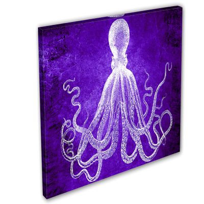 18 x 12 - Lord Bodner Octopus Canvas Print Wall Art, Purple, Kraken Room wall decor