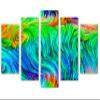 80 x 42 TOTAL - Abstract Color Lines Wall Art Fractal Canvas Print 5 Panel Diamond Split. Green Abstract Fractal Art view 1