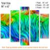 80 x 42 TOTAL - Abstract Color Lines Wall Art Fractal Canvas Print 5 Panel Diamond Split. Green Abstract Fractal Art view 3