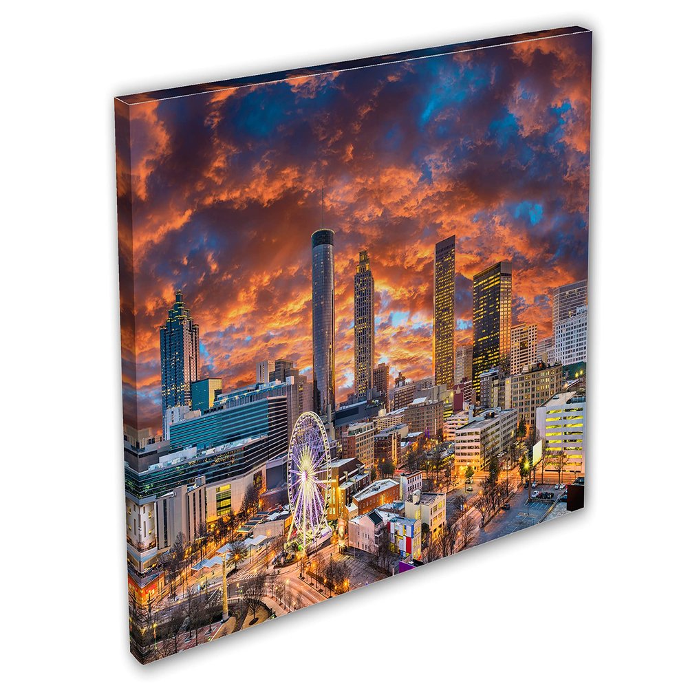 24 x 16 - Atlanta, Georgia Wall Art Canvas Print orange blue skies Atlanta City GA