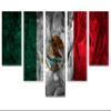 80 x 42 TOTAL - Mexico Flag Wall Art Canvas Print stone effect 5 Panel Waterfall Split. Country Flag art home decor view 1
