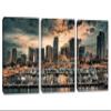 48 x 24 TOTAL - Miami skyline Canvas Print Wall Art Dramatic dusk skies 3 Panel Split. Panoramic city print wall art view 1