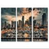 48 x 24 TOTAL - Miami skyline Canvas Print Wall Art Dramatic dusk skies 3 Panel Split. Panoramic city print wall art view 2