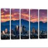 60 x 30 TOTAL - Los Angeles evening Skyline Wall Art Canvas Print 5 Panel Split Downtown LA, purple skies view 1