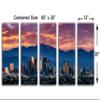 60 x 30 TOTAL - Los Angeles evening Skyline Wall Art Canvas Print 5 Panel Split Downtown LA, purple skies view 3