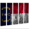90 x 60 TOTAL - North Carolina State Flag Canvas Print Wall Art stone effect 5 Panel Split, Flag Home decor view 1
